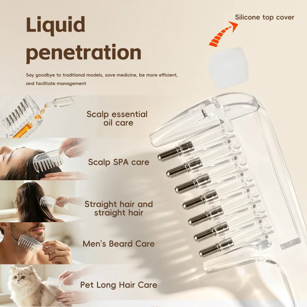 Hair Oil Applicator Comb – Scalp Massager with Built-In Oil Reservoir
