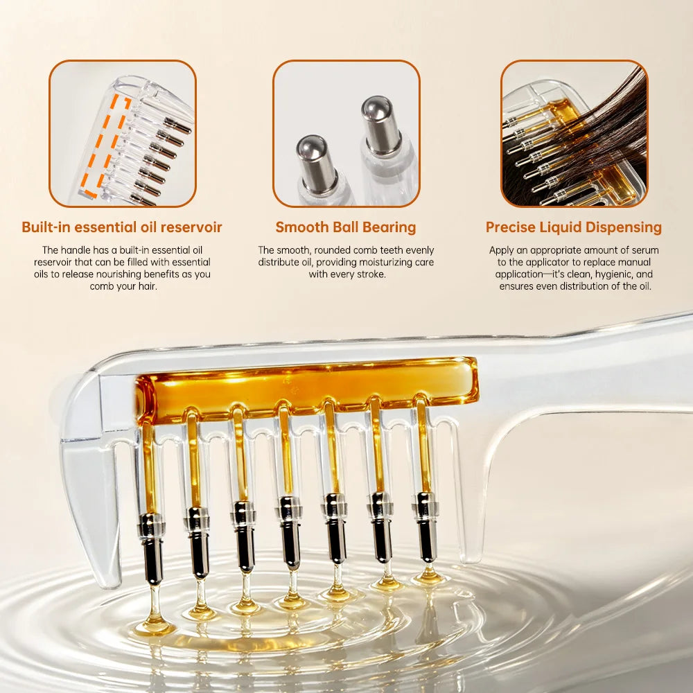 Hair Oil Applicator Comb – Scalp Massager with Built-In Oil Reservoir