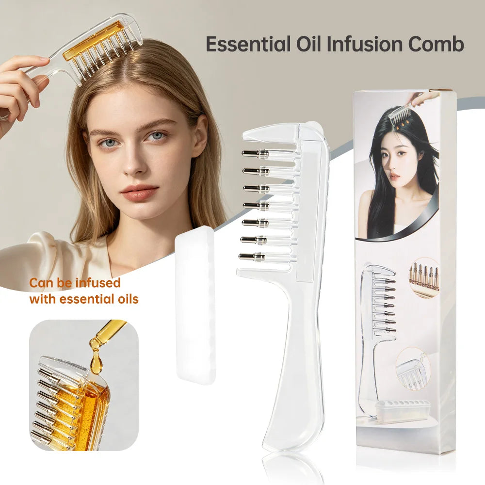 Hair Oil Applicator Comb – Scalp Massager with Built-In Oil Reservoir