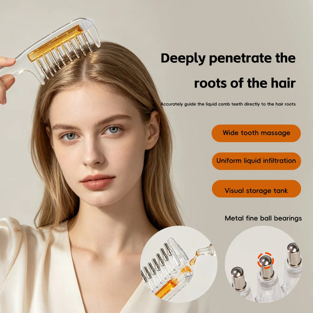Hair Oil Applicator Comb – Scalp Massager with Built-In Oil Reservoir